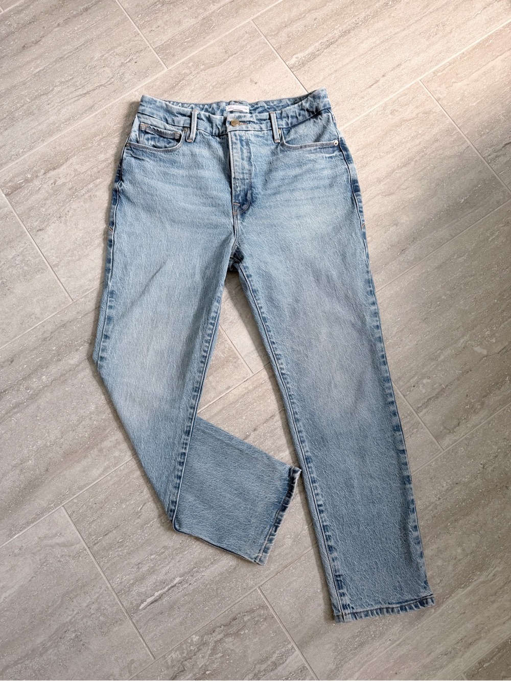 Good American Jeans Womens 27 Light Wash High Rise Straight Leg Cropped Denim - Picture 2 of 10